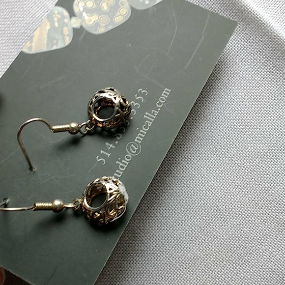 Sterling silver filigree drop earrings - Picture 3 of 3